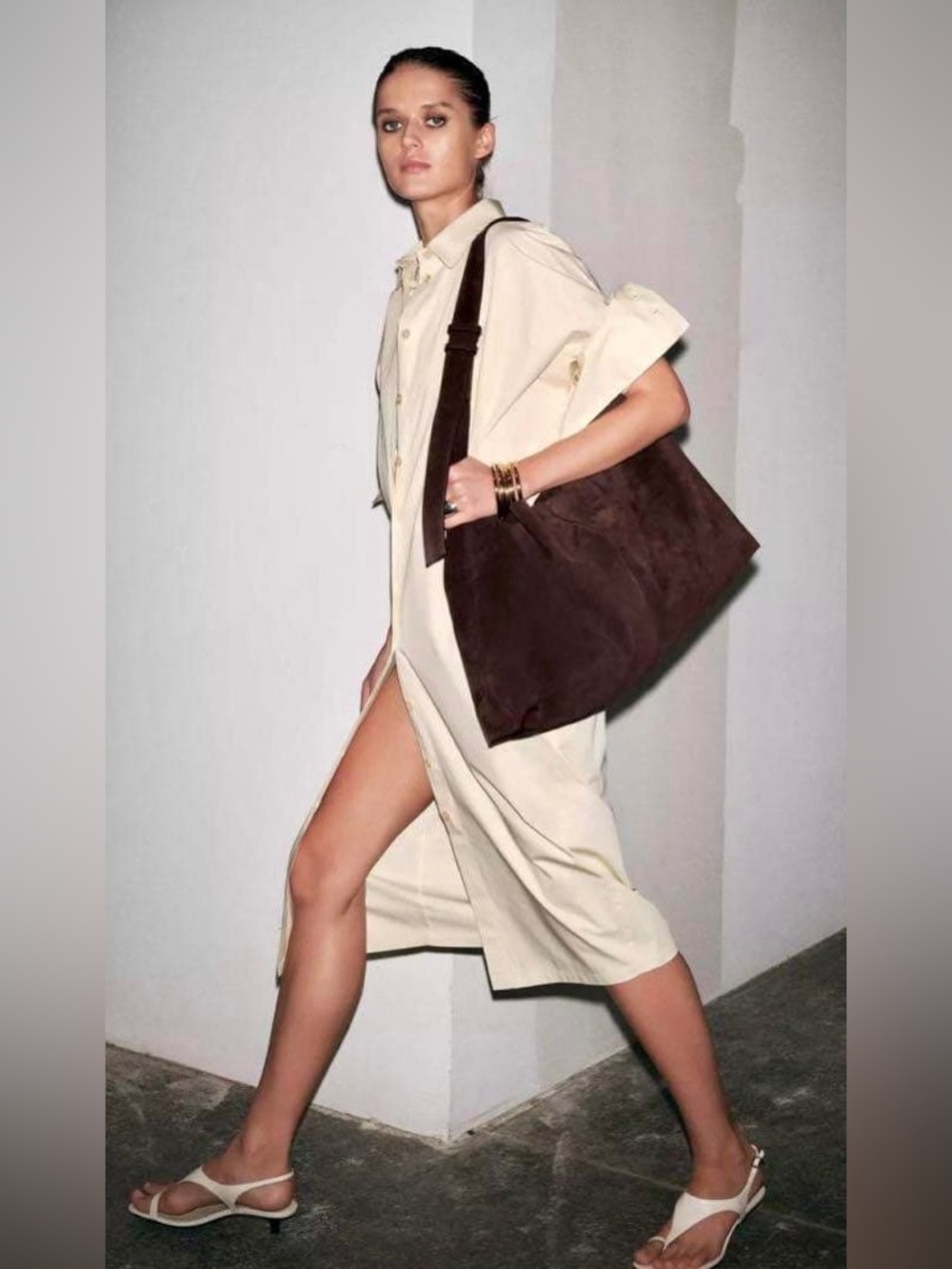 ZARA ~ ZW COLLECTION poplin shirt dress - Picture 6 of 17